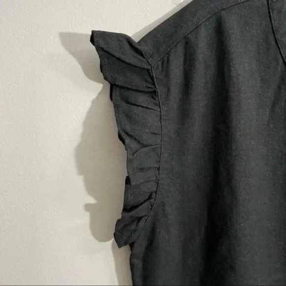 Adyson Parker black linen blend tiered shift dress Small - Picture 5 of 9